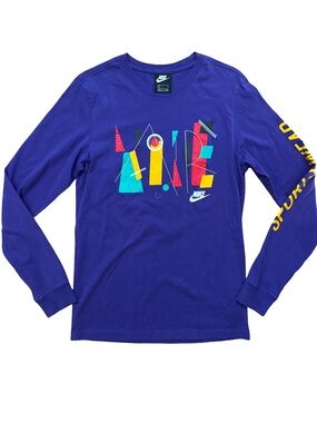 Nike Air Sportswear Purple Men’s Graphic Tee Long Sleeve Size Small Logo